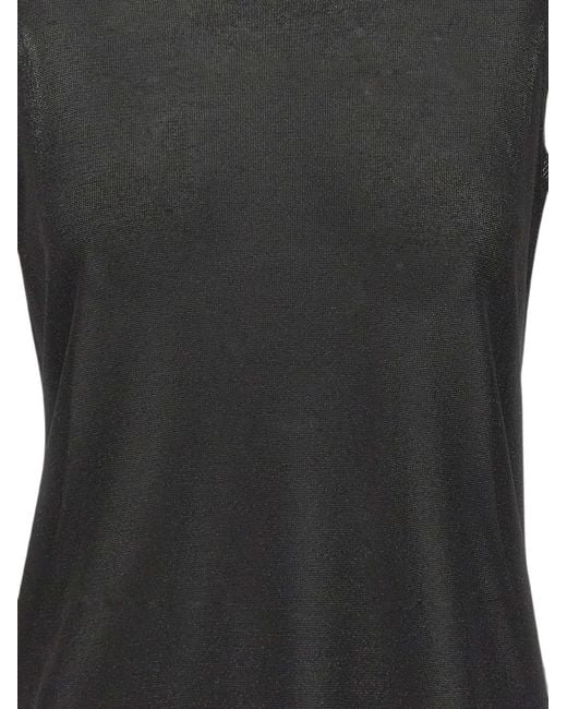 Gran Sasso Black Lurex-Knit Ribbed-Trim Top