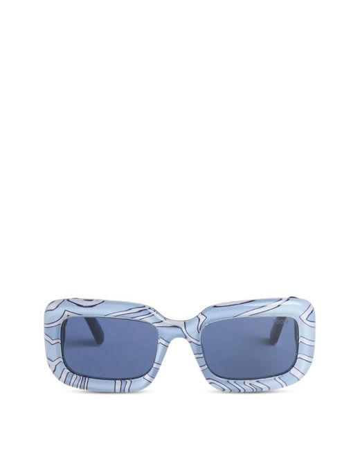 Emilio Pucci Blue Labirinto Rectangular Sunglasses