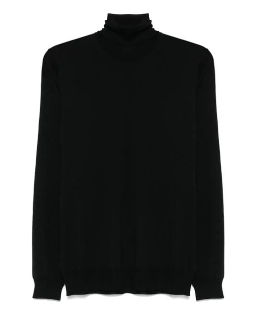 Lardini Black Turtleneck Wool Sweater for men