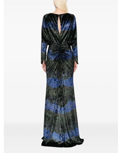 Amsale Black Langärmeliges Abendkleid Mit Ombré-Effekt