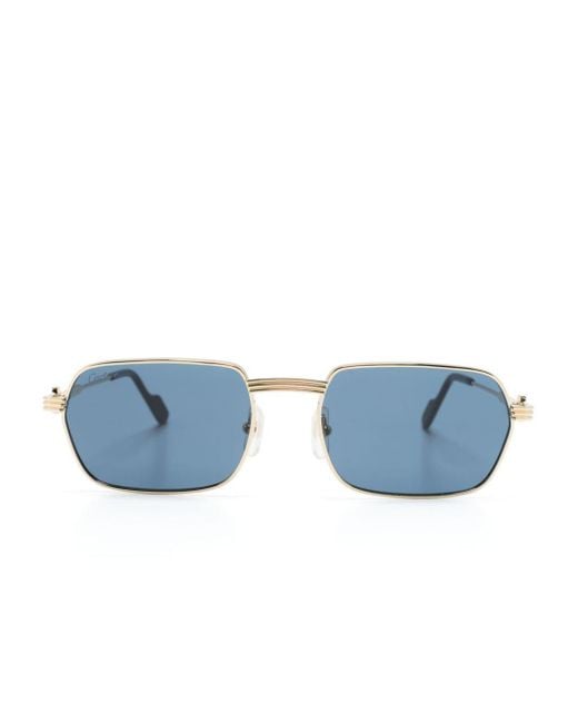 Cartier Blue Eckige Sonnenbrille mit Glanzoptik
