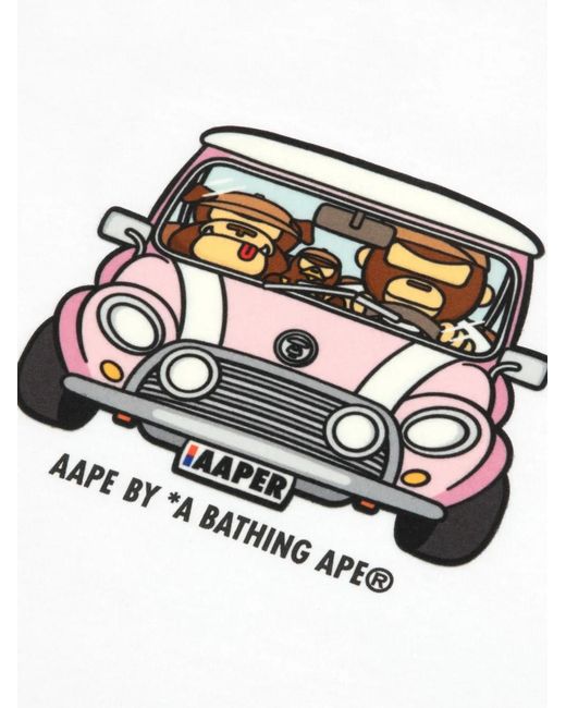 Aape By A Bathing Ape White Print T-Shirt for men