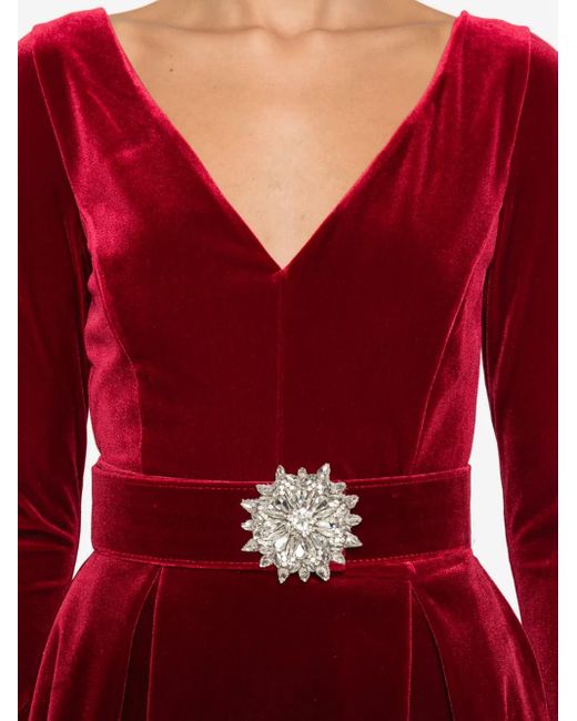 La Petite Robe Di Chiara Boni Red Embellished Belted Dress