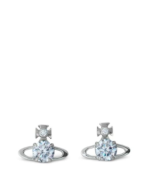 Vivienne Westwood White Orb Crystal Stud Earrings