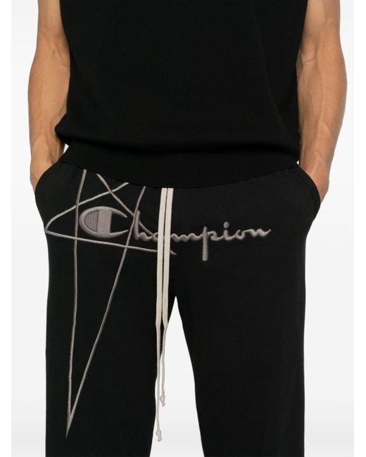 Rick Owens X Champion Black Dietrich Logo-embroidered Track Pants for men