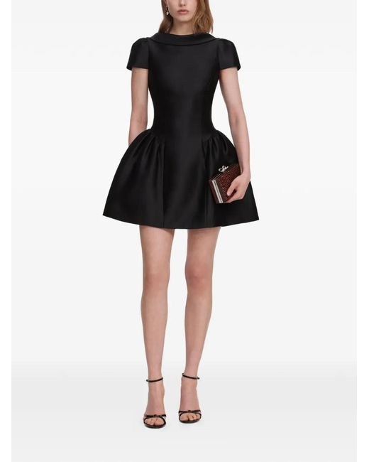 Self-Portrait Black Taffeta Collared Mini Dress