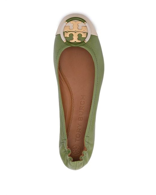 Tory Burch Multi-logo Cap-toe Ballet in Green | Lyst Tory Burch Multi-logo Cap-toe Ballet in Green | Lyst