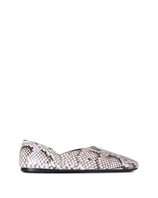 Khaite White Jane Snakeskin Flats