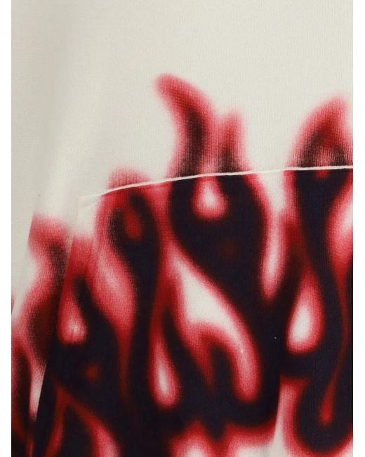Palm Angels White Flame-Print Hoodie for men