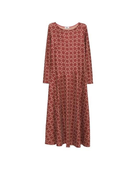 Siyu Red Long-Sleeve Midi Dress