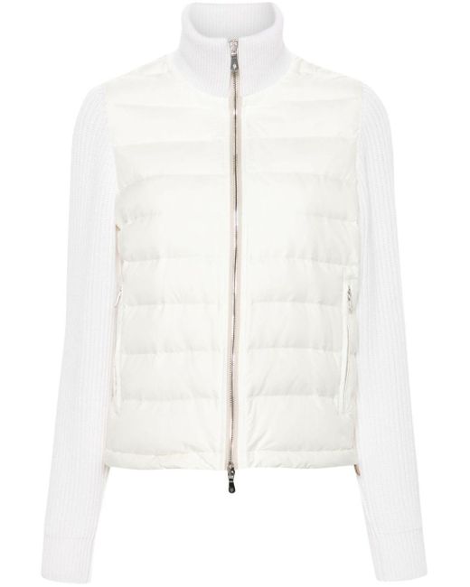 Eleventy White Quilted-Panel Jacket