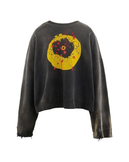 SAINT Mxxxxxx Black Smile Graphic-Print Distressed Sweatshirt for men