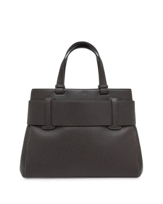 ARMANI EXCHANGE Black Logo-Plaque Grained Tote Bag