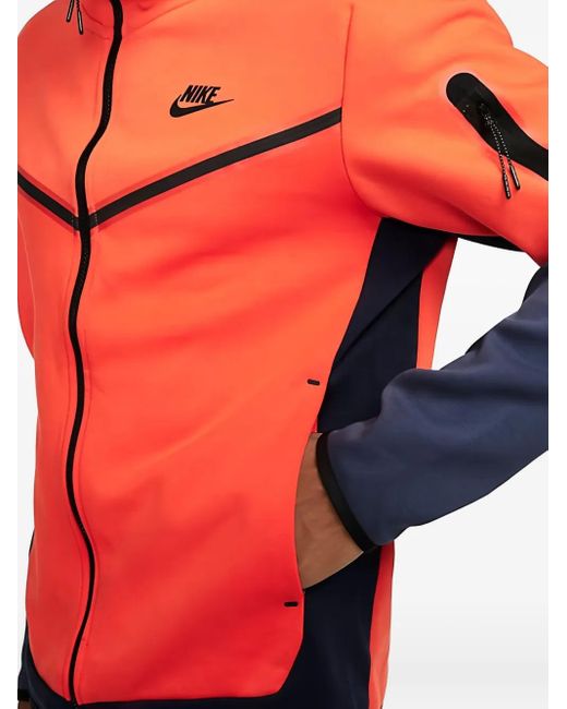 Nike Orange Tech Fleece Zip-Up Hoodie for men
