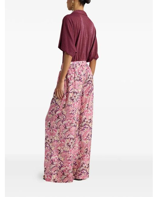 Momoní Pink Printed Pleated Palazzo Pants