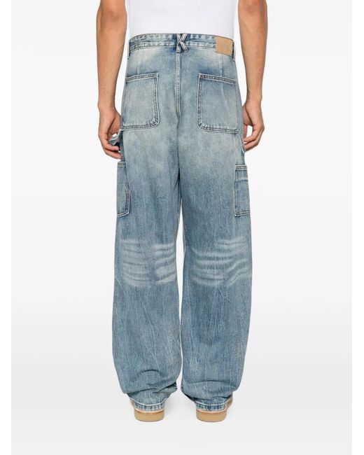 Kidsuper Blue Whiskering-Effect Jeans for men