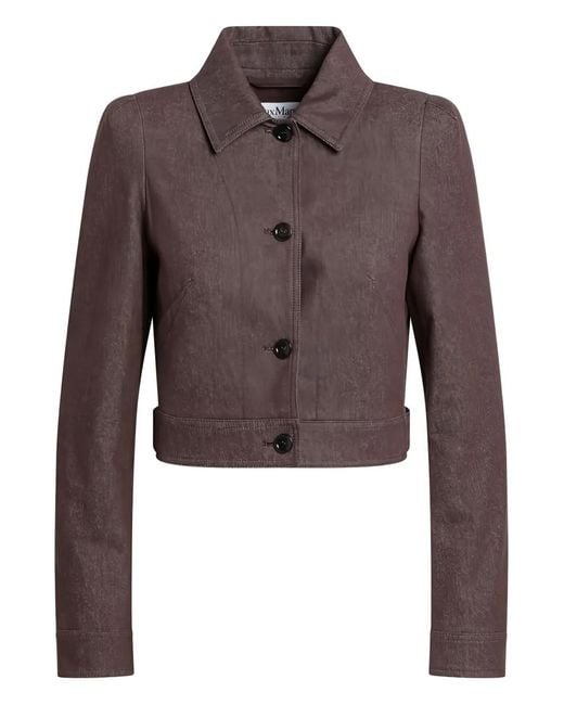 Max Mara Brown Buttoned Cropped Jacket