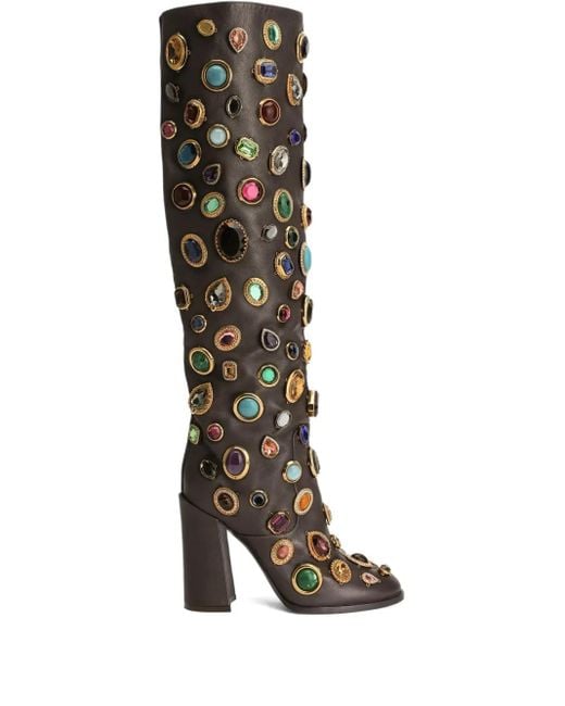 Dolce & Gabbana 105 Mm Laarzen Verfraaid Met Edelstenen in het Black
