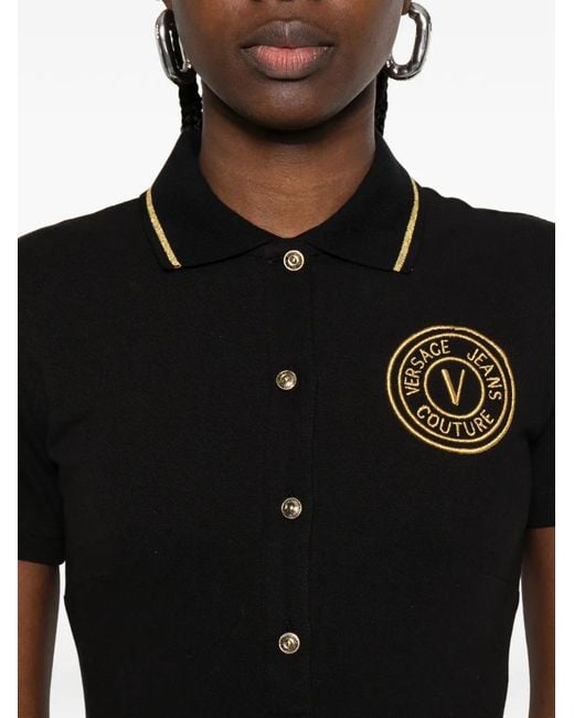 Versace Jeans Couture Black Button Logo Mini Dress