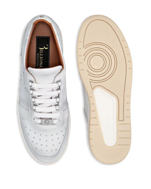 Billionaire White Croc-effect Leather Low-top Sneakers for men