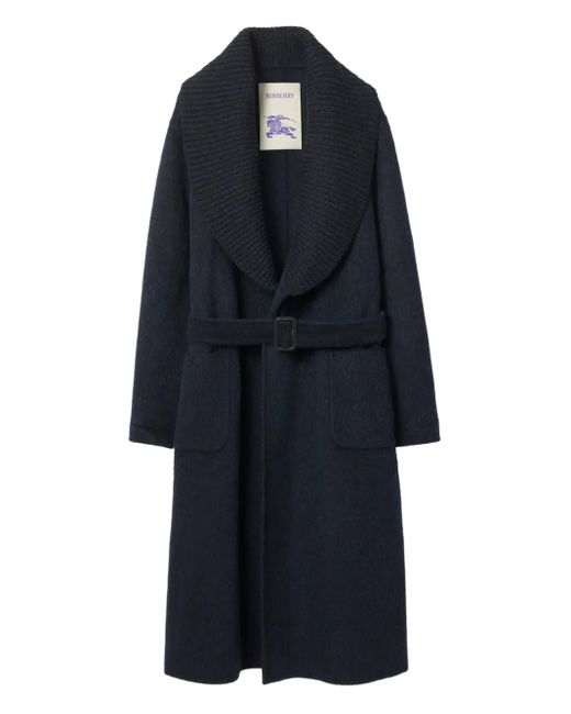 Burberry Blue Wool Mohair Blend Coat for men