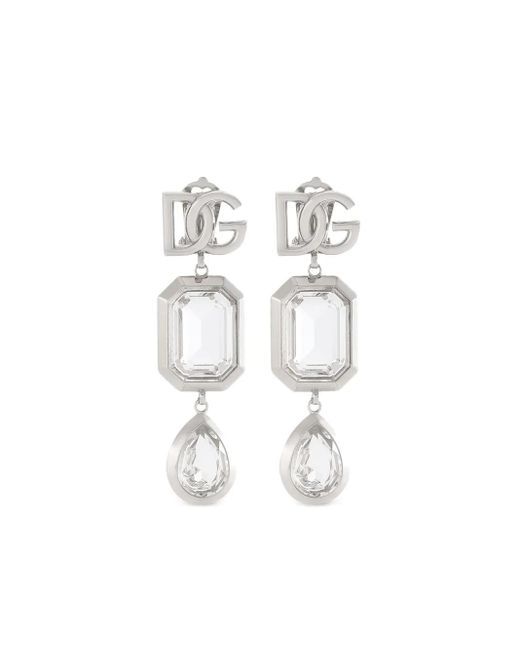 Dolce & Gabbana White Drop Logo Earrings