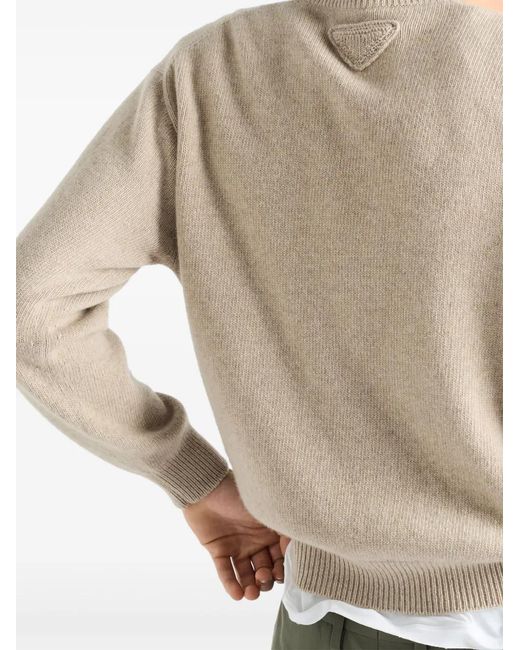 Prada Geribbelde Trui Met Logo in het Natural voor heren