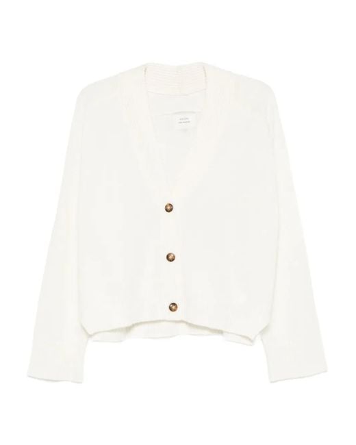 Loulou de Saison White Button-Fastening Ribbed Cardigan