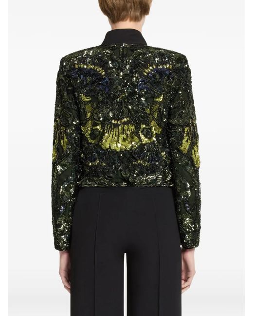 Elie Saab Green Bead-Embroidered Jacket