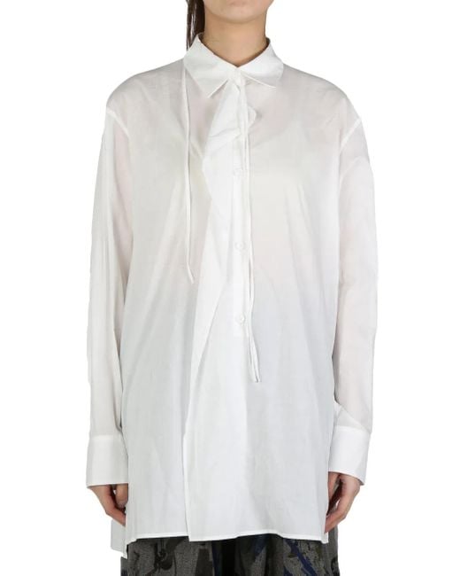 Y's Yohji Yamamoto White Draped Shirt