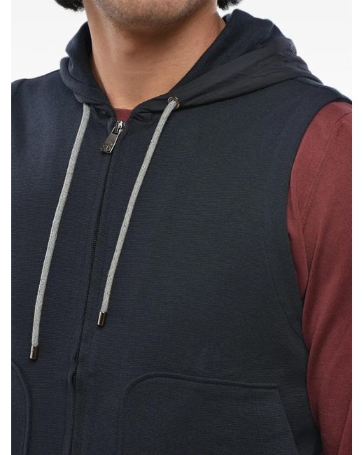 Corneliani Blue Sleeveless Zip-Up Hoodie for men