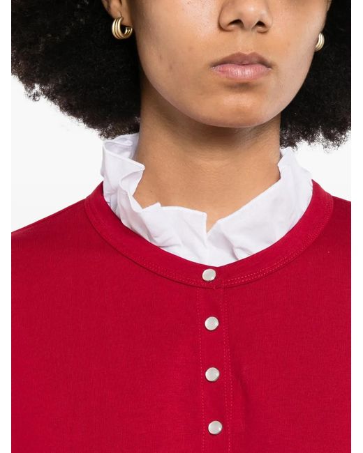 Agnes B. Red Snap-Button Cardigan
