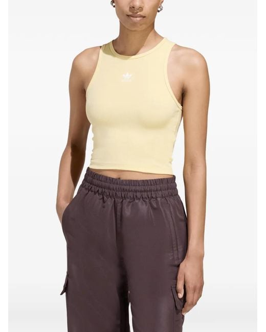 Adidas Purple Ribbed Logo-Print Tank Top