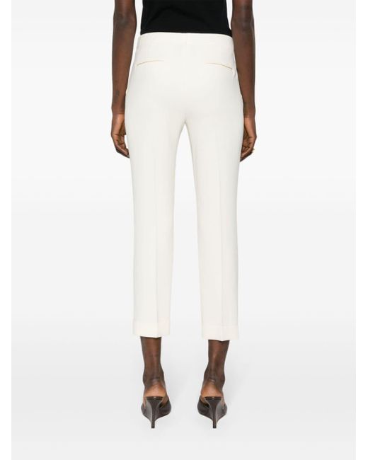 Etro White Cropped High-rise Trousers