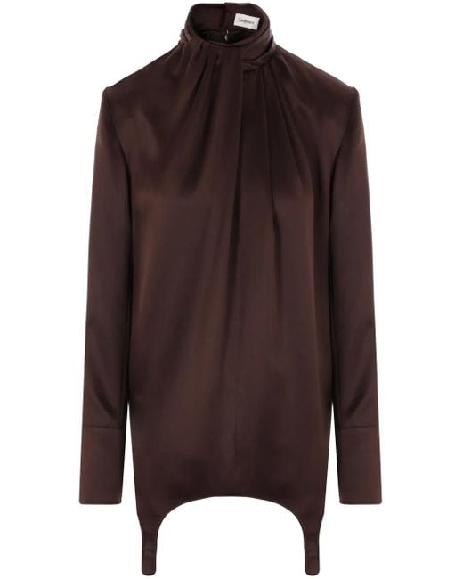 Saint Laurent Brown Satin Blouse