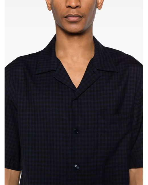Barena Blue Checked Camp-Collar Shirt for men
