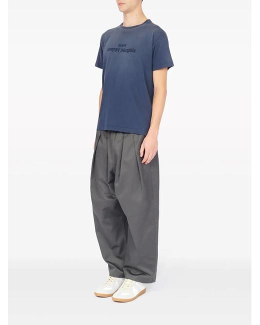 Maison Margiela Blue Reverse Logo Cotton T-Shirt