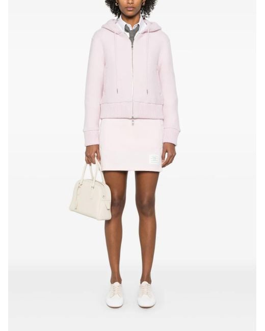 Thom Browne Pink Zip-Up Wool Hoodie
