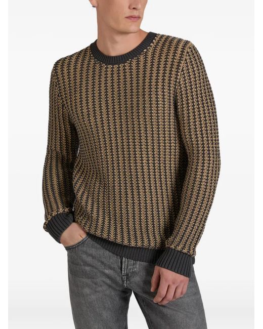 Zanone Brown Pull Côtelé À Col Rond for men