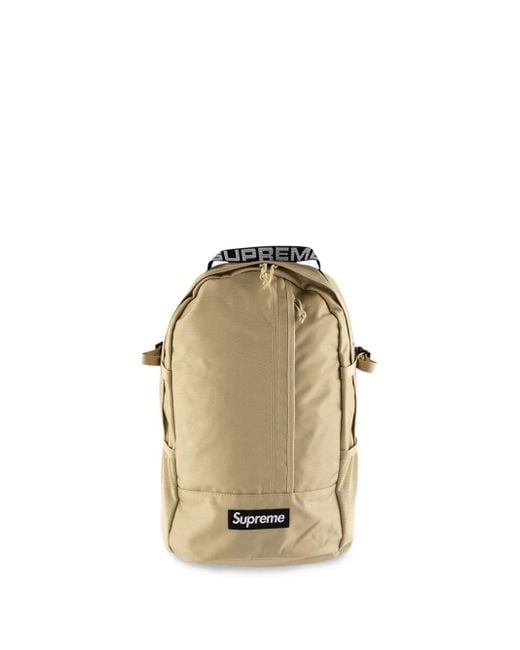 Supreme Natural Logo-Patch Zipper-Compartment Backpack