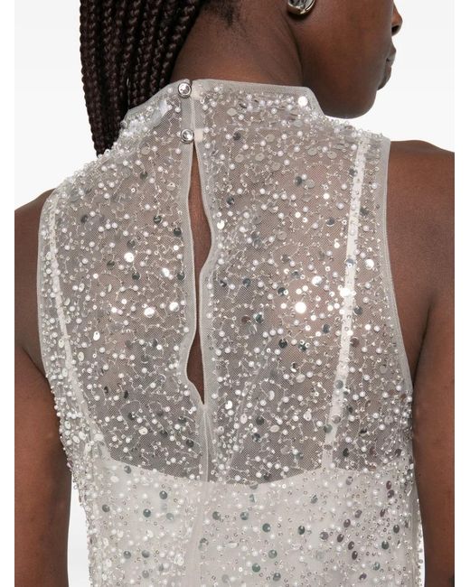 Patrizia Pepe White Sequin-Embellishment Mini Dress