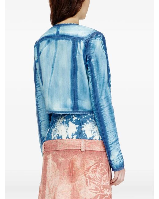 DIESEL Blue Veste Crop En Jean X-Ray Lyocell