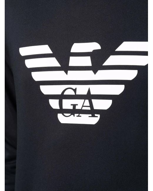Emporio Armani Blue Logo Cotton Sweatshirt for men