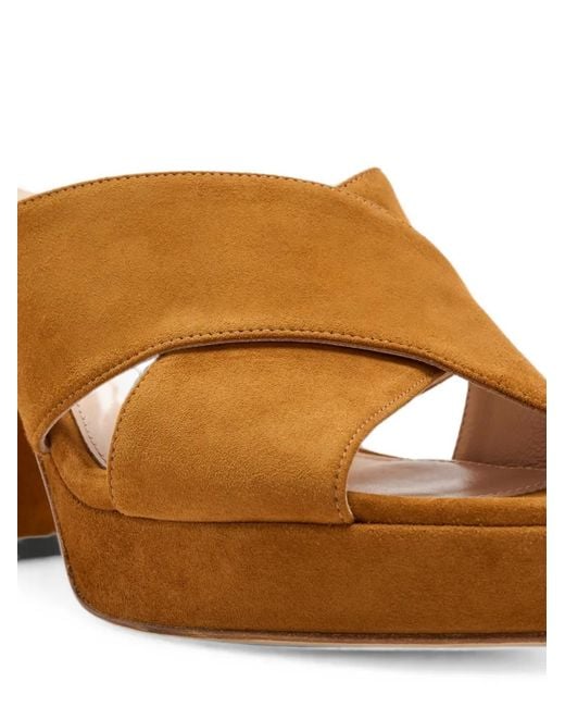Stuart Weitzman Brown Crossover-Strap Platform Sandals