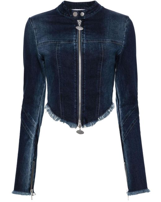CANNARI CONCEPT Blue Frayed-detail Denim Jacket