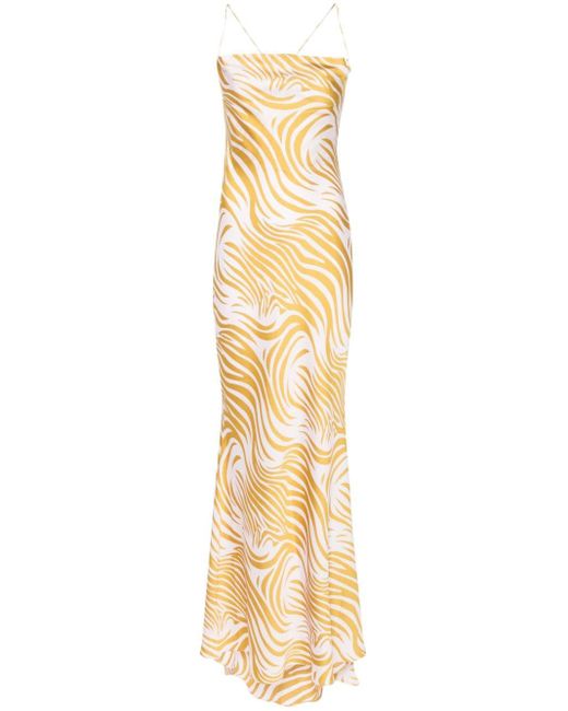 Parlor Metallic Zebra-print Sleeveless Silk Dress