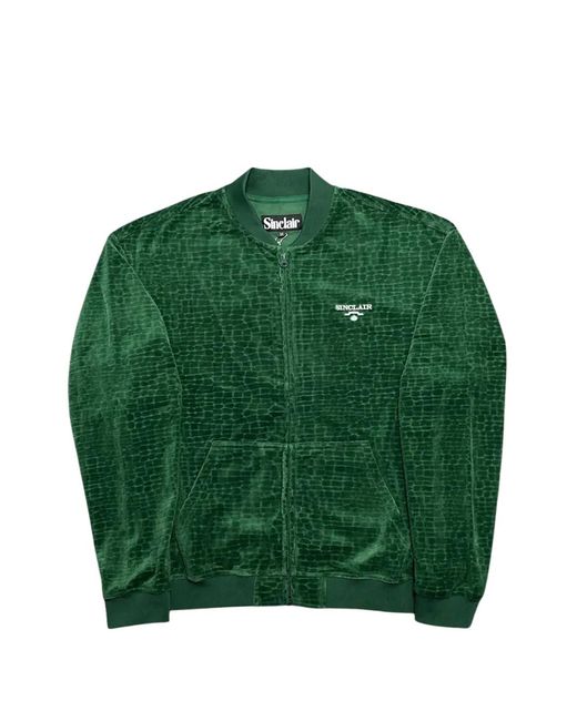 Sinclair Green Jacquard Velour Track Jacket for men