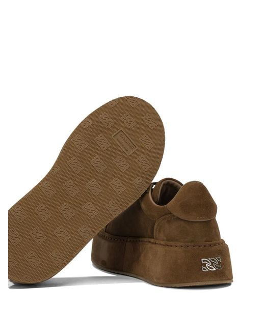 Casadei Brown Platform Suede Sneakers