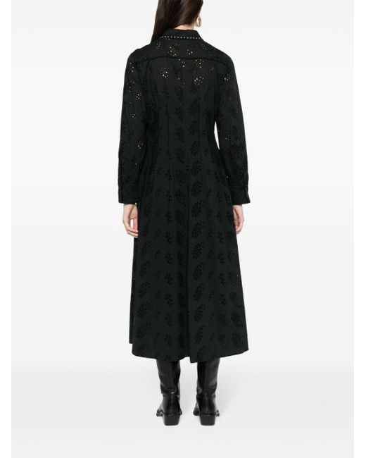 Dorothee Schumacher Black Stud-embellished Cotton Midi Dress