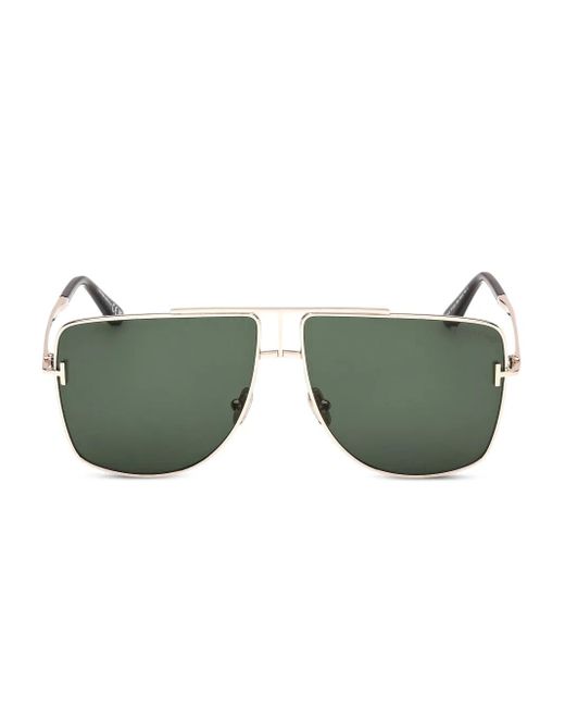 Tom Ford Green Geometric-Frame Sunglasses